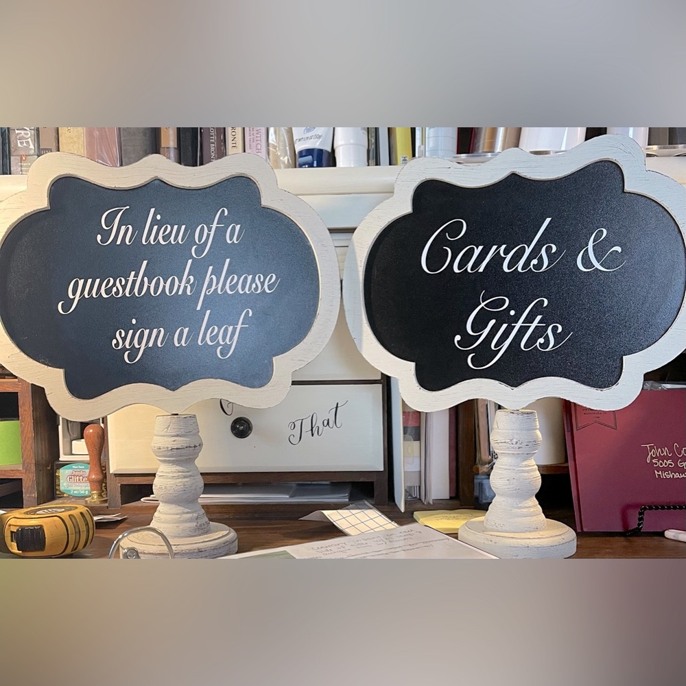 Chalk board wedding signs